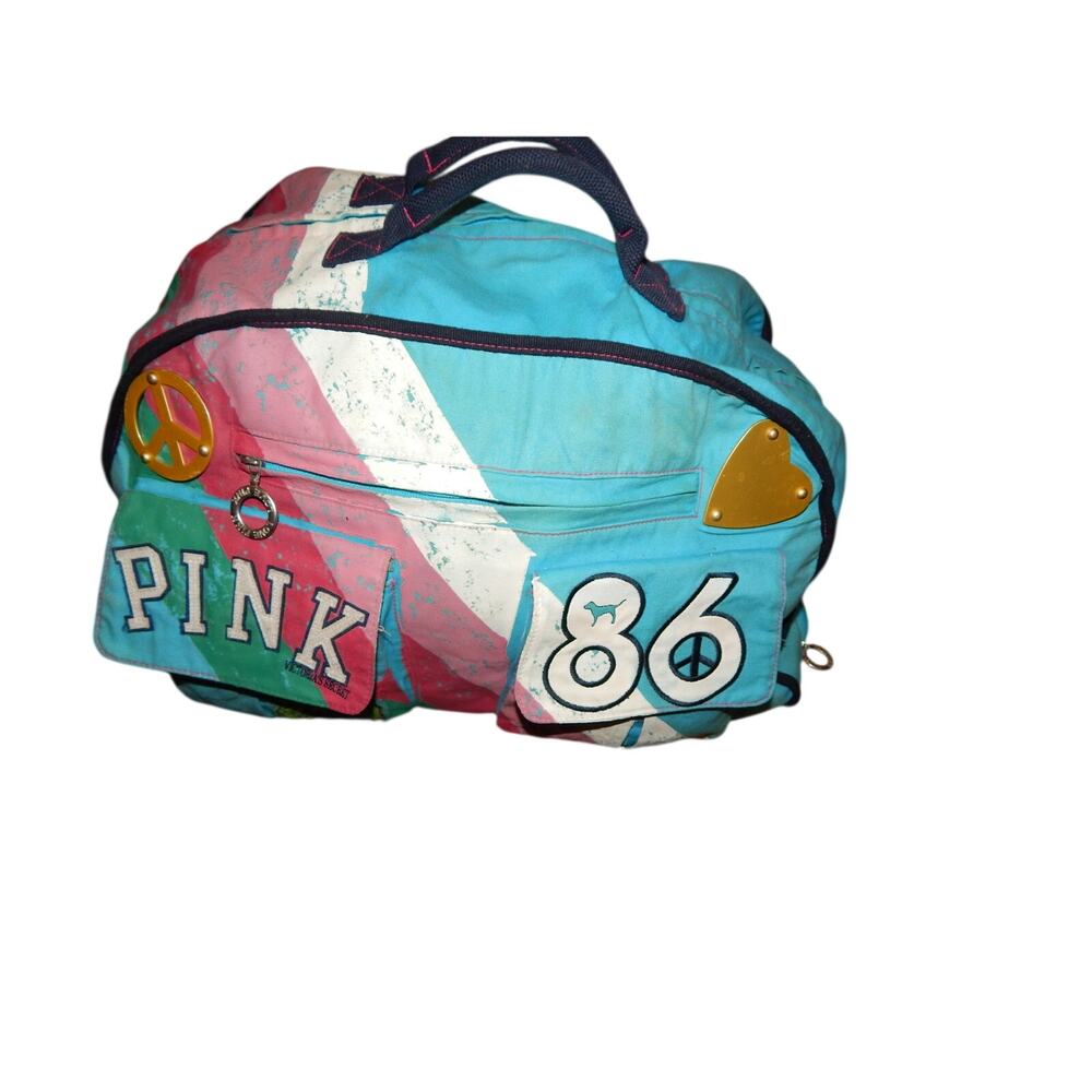 PINK Vintage Rare VS Peace University rolling Duffle luggage bag 2007